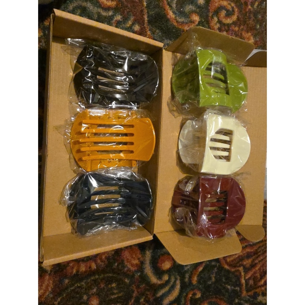 Set of 6 Multicolor Plastic Oval Hair Claws for Women,‎ All Hair Types